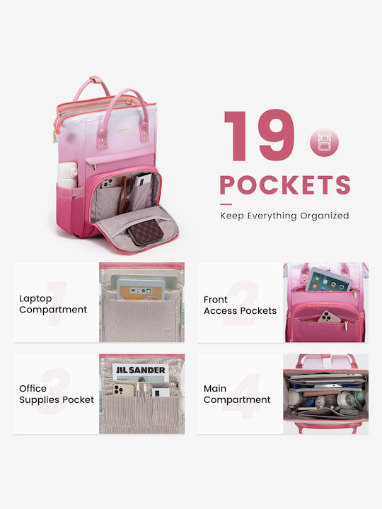 Lovevook Wasserdicht Tasche Rucksack für Laptop 15.6" Beige/Pink MB2197