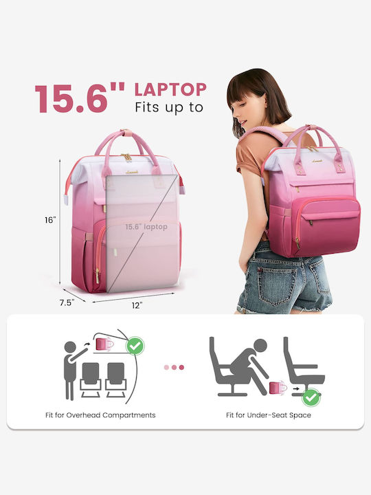 Lovevook Wasserdicht Tasche Rucksack für Laptop 15.6" Beige/Pink MB2197