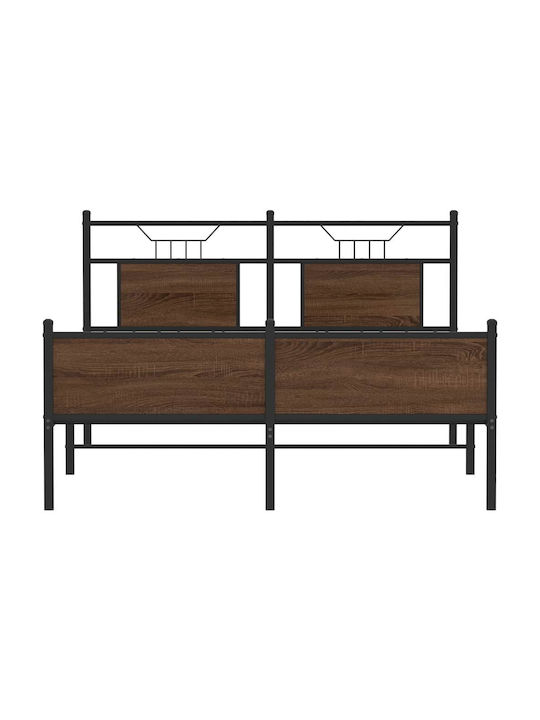 Doppelbett Aus Holz Braun mit Lattenrost für Matratze 137x190cm