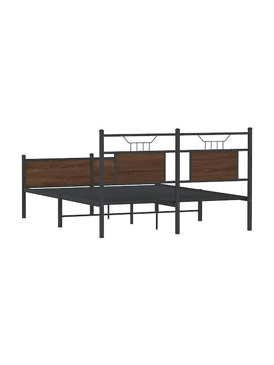Doppelbett Aus Holz Braun mit Lattenrost für Matratze 137x190cm