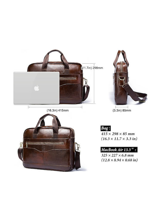 Leather Men's Bag Handbag Brown