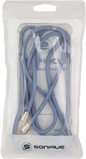Sonique Armor Clear Silicone Case with Cord for Samsung Galaxy M35 5G Blue Grey