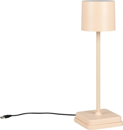 Trio Lighting Plastic Table Lamp with Beige Shade and Base