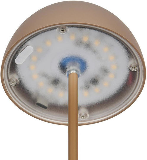 Trio Lighting Kunststoff Tischlampe LED mit Braun Schirm und Basis