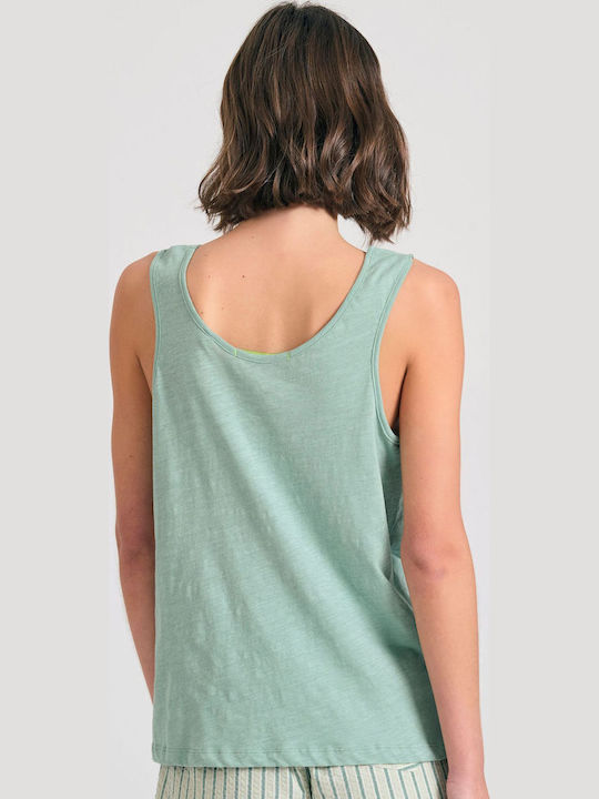 Women's Blouse Cotton Sleeveless Turquoise