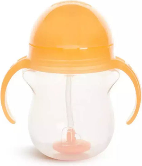 Munchkin Toddler Cup with Handles and Straw Click Lock Plastic Light Orange 207ml for 6m+
