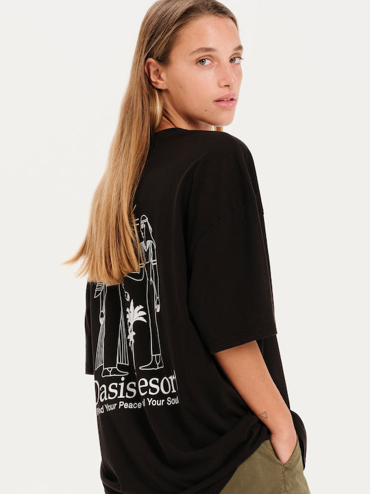 Oasis Resort Γυναικείο Oversized T-shirt Μαύρο