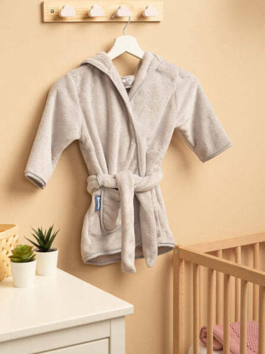 Sensillo Baby Bademantel mit Kapuzen Grau 55cm