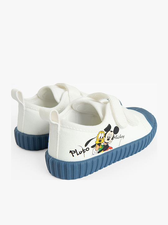 Mickey Mouse Friends Disney Kids Sneakers with Scratch White