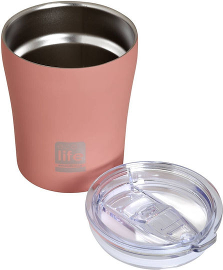 Ecolife Glass Thermos Stainless Steel BPA Free 300ml Pink