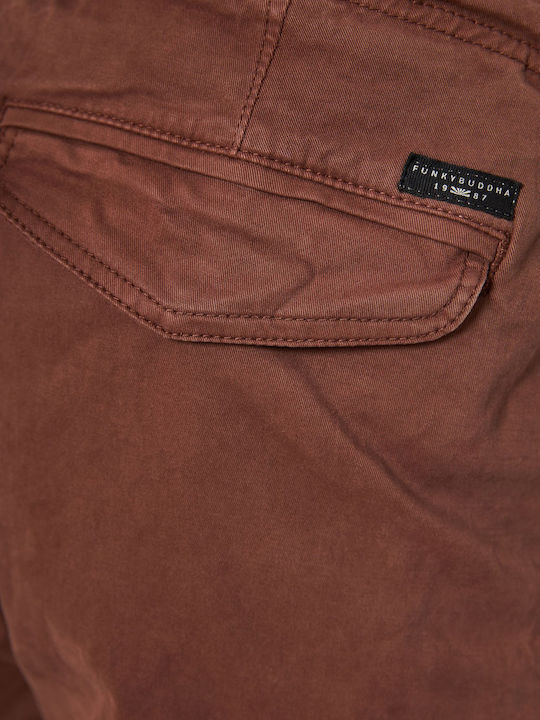 Trousers Cargo Elastic in Regular Fit Brown
