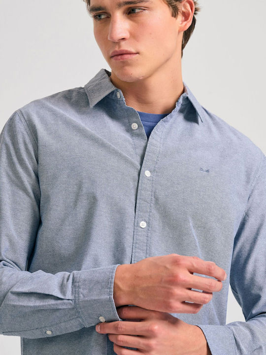 Long-sleeved Cotton Shirt Navy Mel