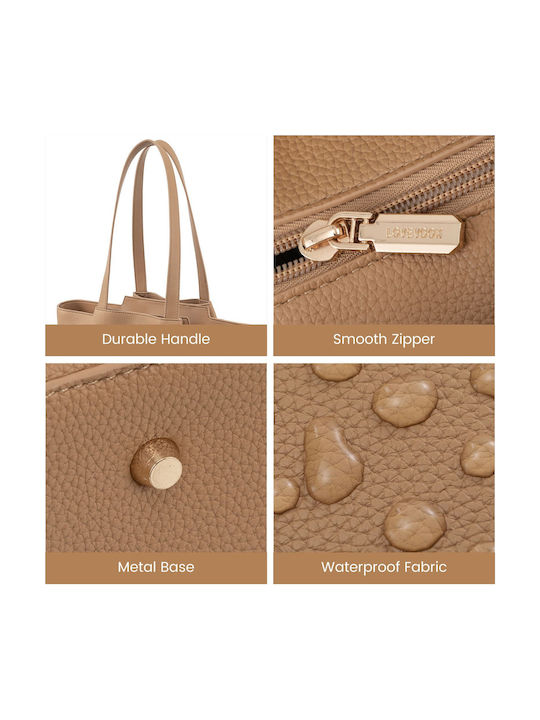Σετ Γυναικεία Τσάντα Shopper Ώμου Καφέ