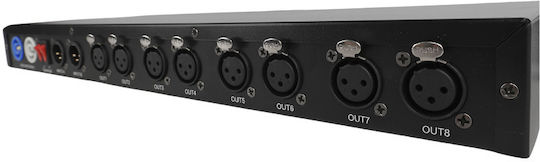 Light4me Xsplit 2x4 DMX Signal Distributor Splitter 8-Channel 19” 1U Rack Two Operation Modes DMX Splitter Dual Operation 1x8 or 2x4