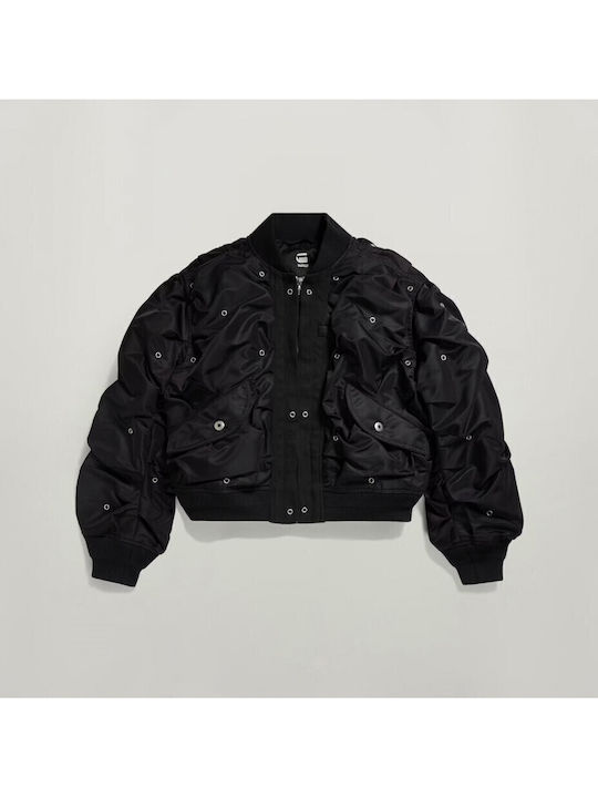 Crop Γυναικείο Bomber Jacket Μαύρο