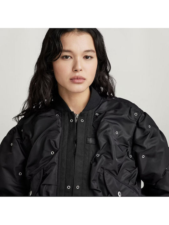 Crop Γυναικείο Bomber Jacket Μαύρο