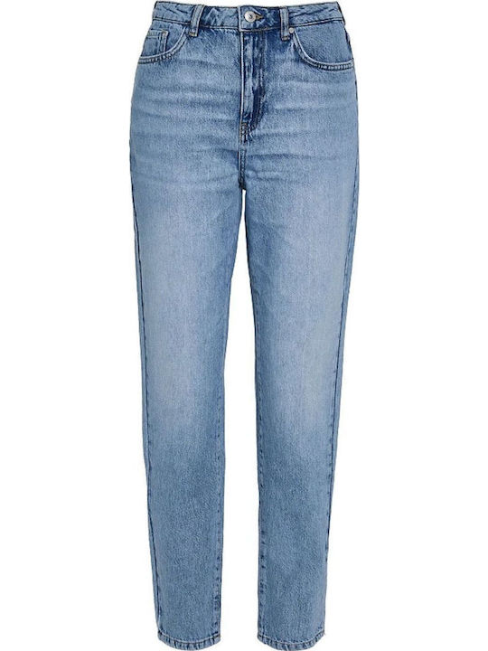 High Waist Women's Jean Trousers in Mom Fit Blue Denim