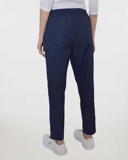Unisex Ψηλόμεσο Παντελόνι Λάστιχο 2 Τσέπες Kazu-23tru1 Navy Melange-410cd