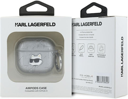Karl Lagerfeld Choupette Head Калъф в Сребрист цвят за Apple AirPods 4