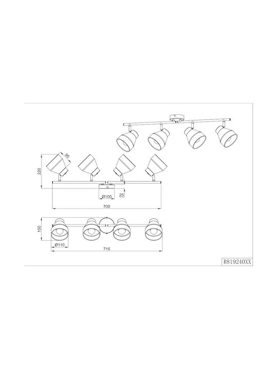 Trio Lighting Spot mit 4 Lichtern in Schwarz Farbe