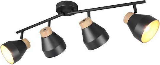 Trio Lighting Σποτ με 4 Φώτα σε Μαύρο Χρώμα