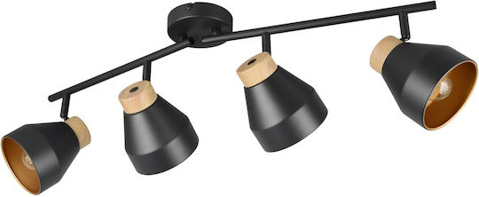 Trio Lighting Σποτ με 4 Φώτα σε Μαύρο Χρώμα