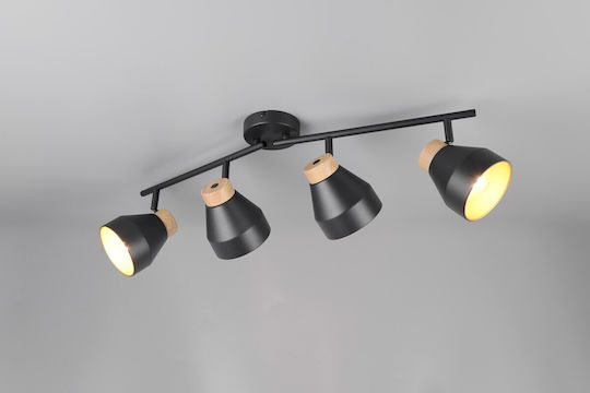 Trio Lighting Σποτ με 4 Φώτα σε Μαύρο Χρώμα