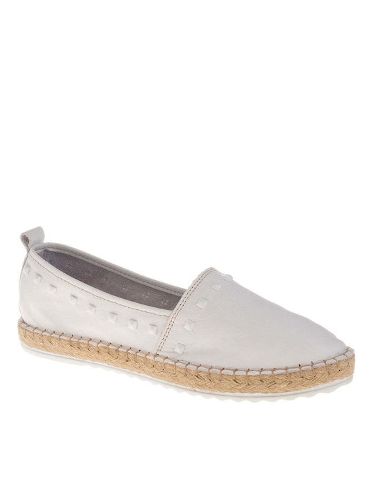 Top3 Women's Leather Espadrilles White