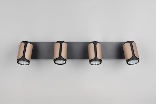 Trio Lighting Σποτ με 4 Φώτα σε Καφέ Χρώμα