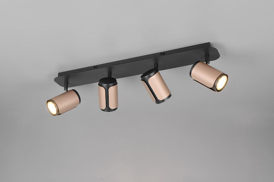 Trio Lighting Σποτ με 4 Φώτα σε Καφέ Χρώμα