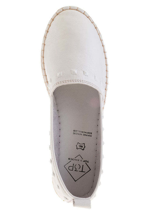 Women's Leather Espadrilles White