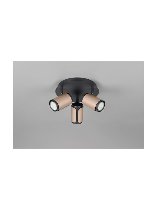 Trio Lighting Τριπλό Σποτ σε Καφέ Χρώμα