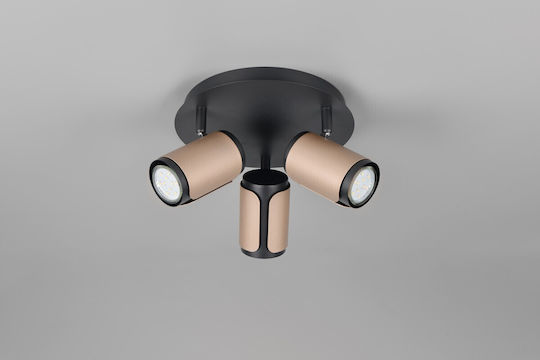 Trio Lighting Τριπλό Σποτ σε Καφέ Χρώμα