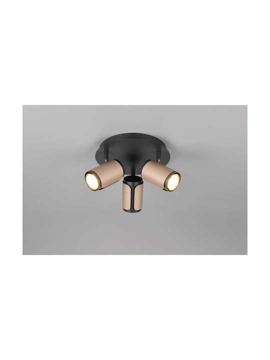 Trio Lighting Τριπλό Σποτ σε Καφέ Χρώμα