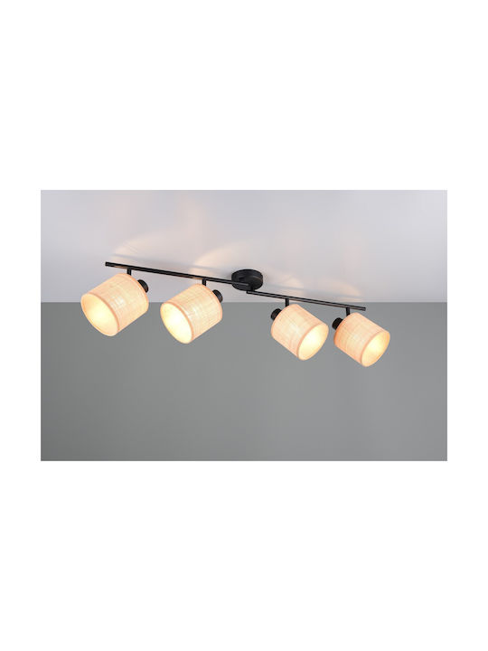 Trio Lighting Σποτ με 4 Φώτα σε Μαύρο Χρώμα