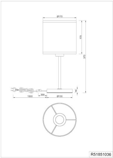 Trio Lighting Μεταλλικό Πορτατίφ με Μπεζ Καπέλο και Μαύρη Βάση