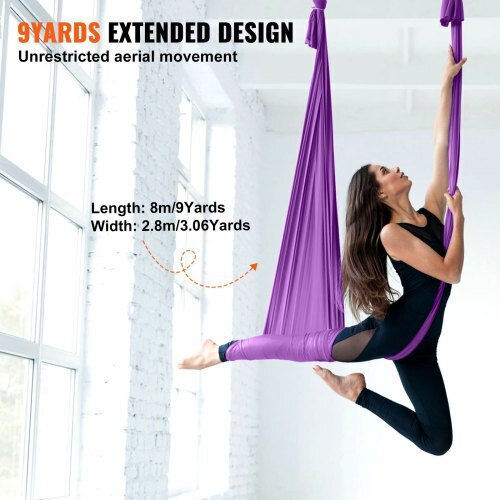 Aerial Yoga Swing 8.7 Yards Aerial Yoga Hammock Nylon Fabric 100% Material Easy Setup Guide Aerial Flight All Fitness Levels Purple