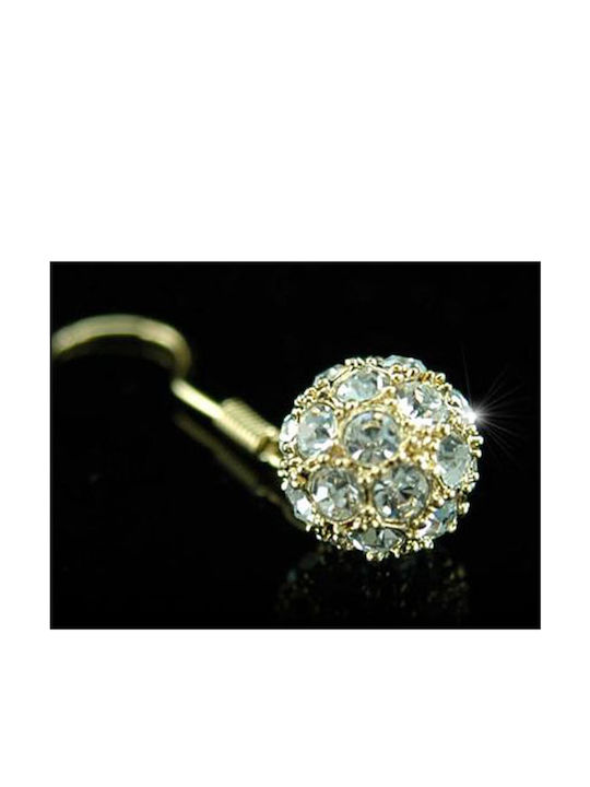 Позлатени обеци с кристали Swarovski Alexa, дължина 3 см, размер на топчето 1.1 см, позлатен метал