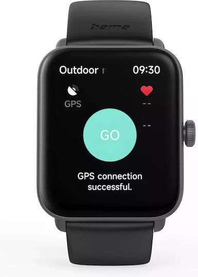 HAMA 6010 49mm Smartwatch with Heart Rate Monitor (Black)