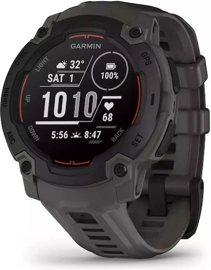 Garmin Instinct E 45mm Αδιάβροχο Smartwatch με Παλμογράφο (Black with Charcoal Band)