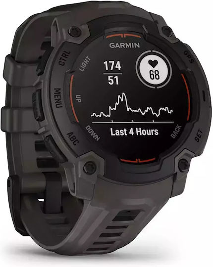 Garmin Instinct E 45mm Αδιάβροχο Smartwatch με Παλμογράφο (Black with Charcoal Band)