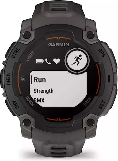 Garmin Instinct E 45mm Αδιάβροχο Smartwatch με Παλμογράφο (Black with Charcoal Band)