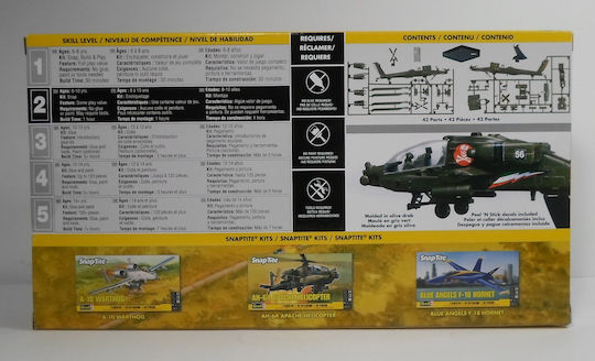 Revell 2015 Snaptite Ah-64 Apache Military Helicopter 1:72 # 85-1183 Model Kit