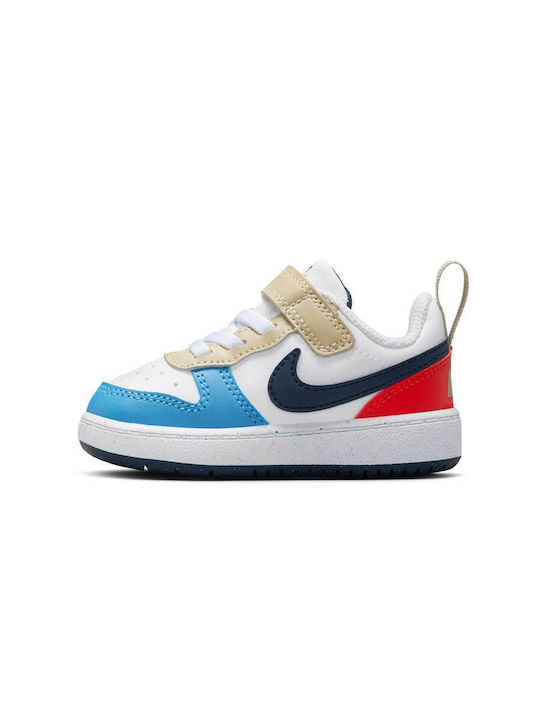 Court Borough Low Kids Sneakers with Hoop & Loop Closure White