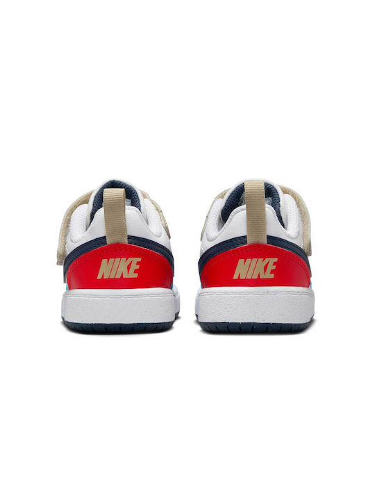Court Borough Low Kids Sneakers with Hoop & Loop Closure White