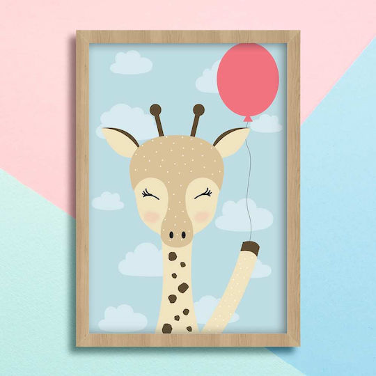 Παιδικό Κάδρο Giraffe Pink Balloon 21x30εκ.