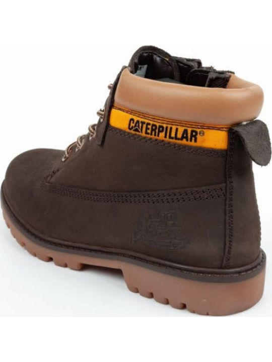 Leather Kids Boots with Zipper Brown