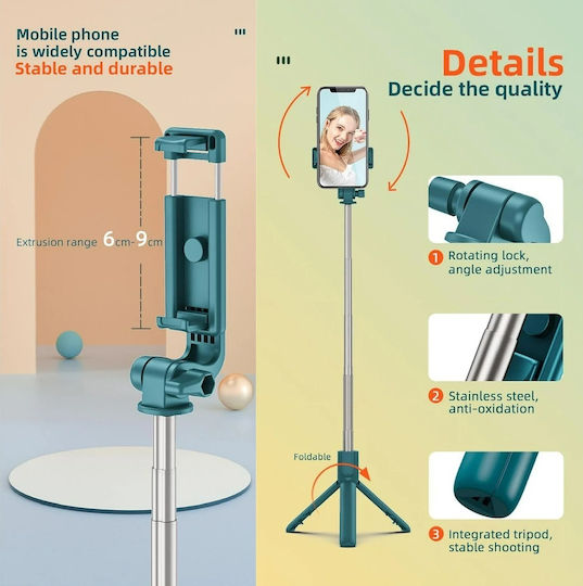 Selfie Stick Τρίποδο Κινητού Bluetooth Μπλε
