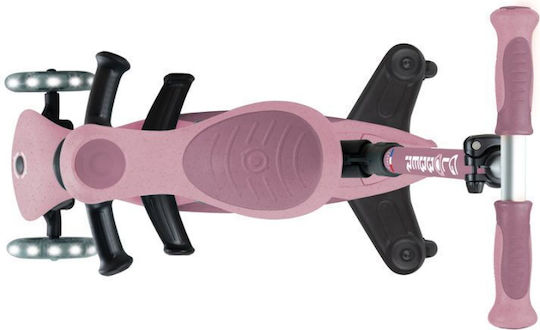 Globber Kids Scooter Foldable Go•Up Deluxe Lights Ecologic 3-Wheel with Seat Pink