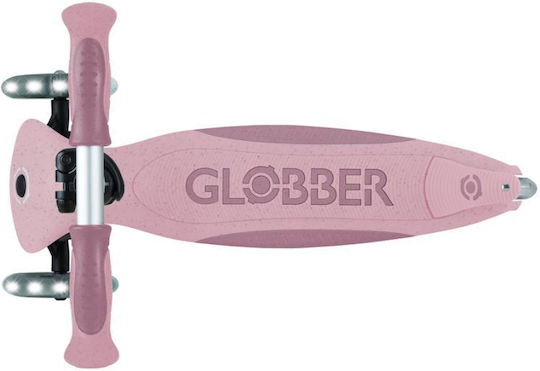 Globber Kids Scooter Foldable Go•Up Deluxe Lights Ecologic 3-Wheel with Seat Pink